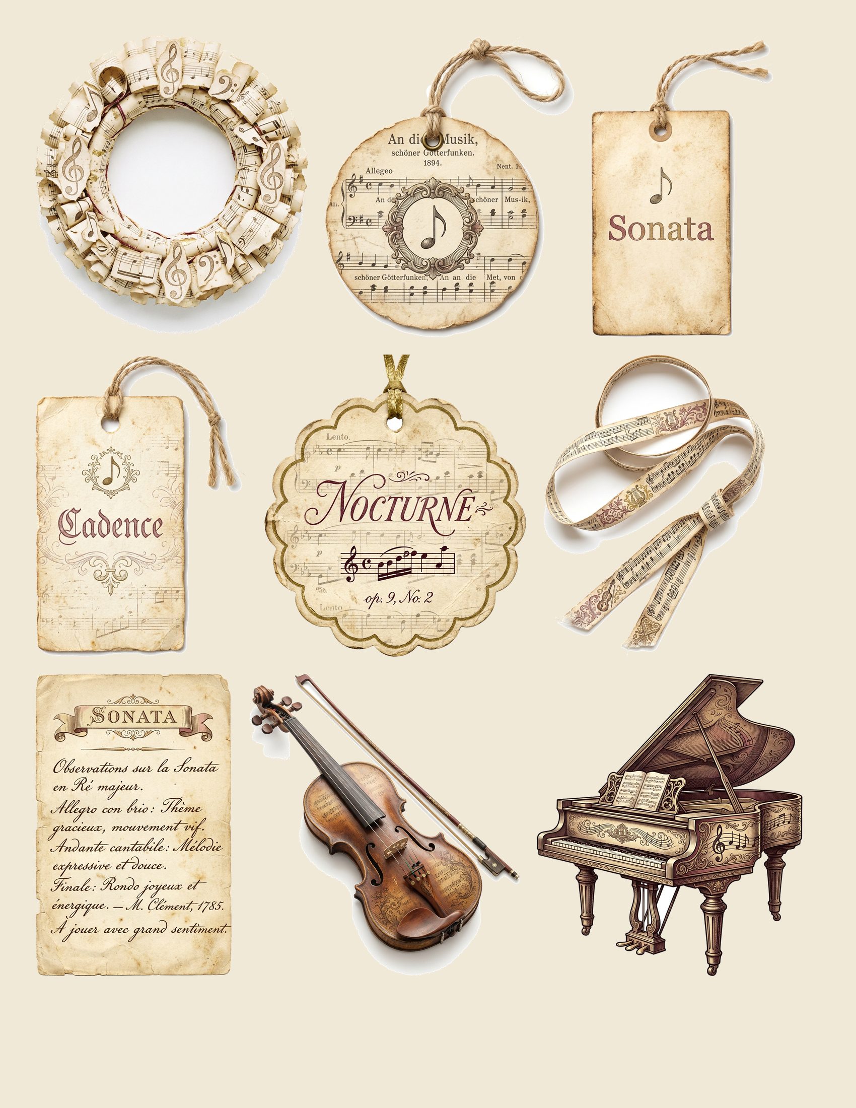 Antique Melody Music Mini Junk Journal Kit — preview