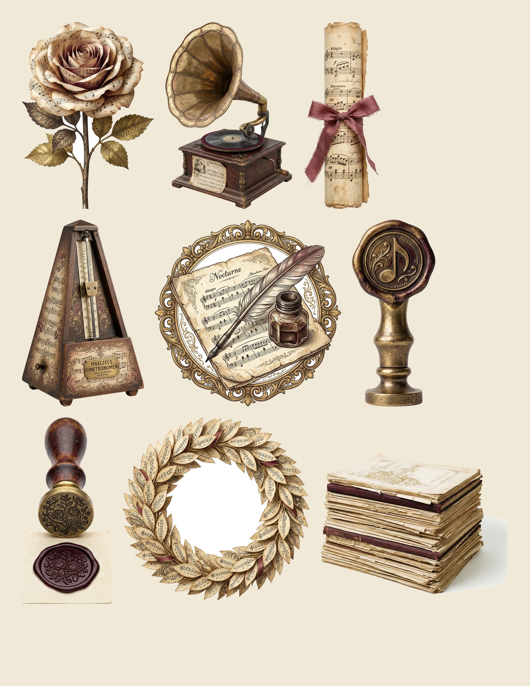 Antique Melody Music Mini Junk Journal Kit — preview