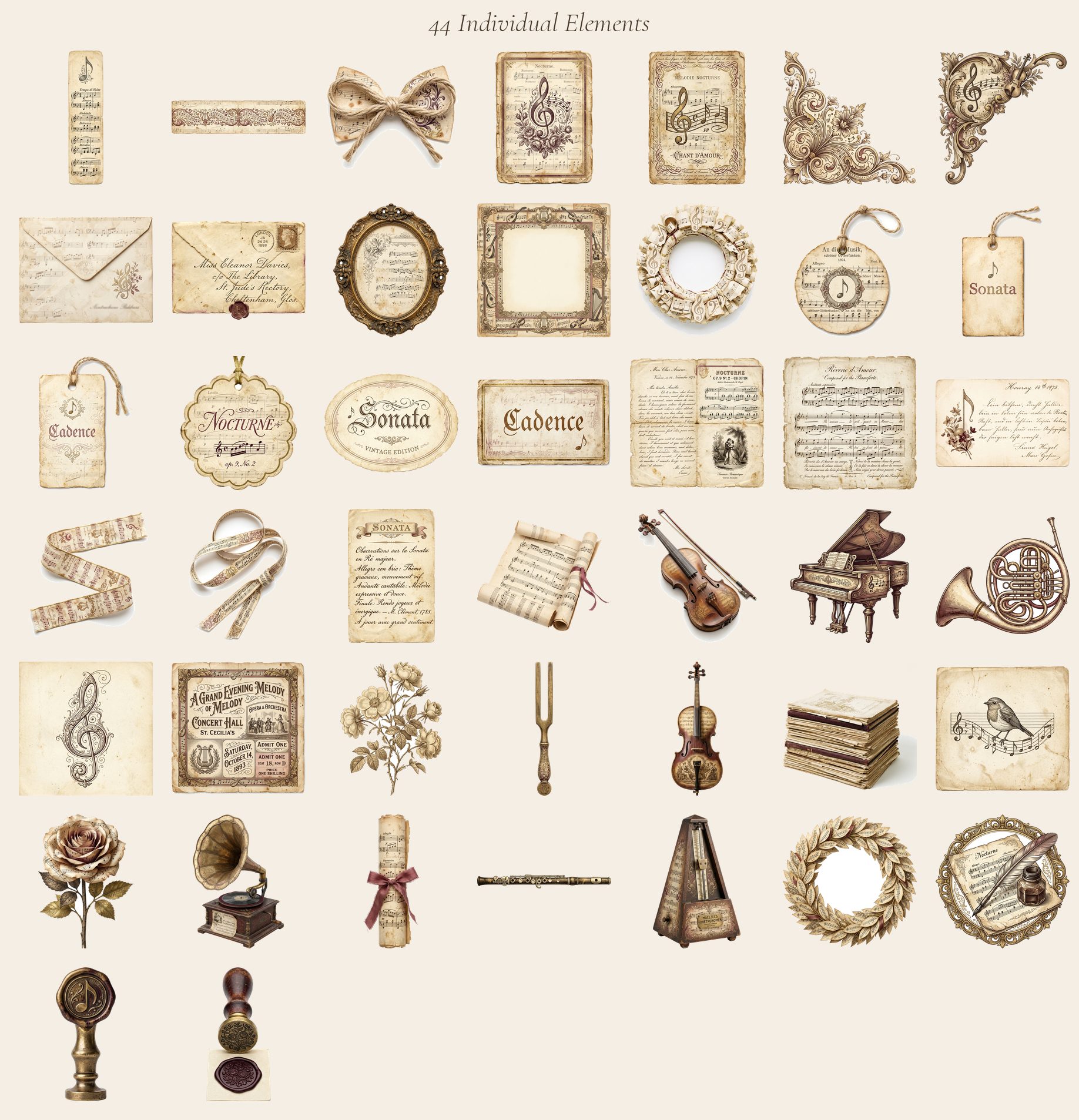 Antique Melody Music Mini Junk Journal Kit — preview