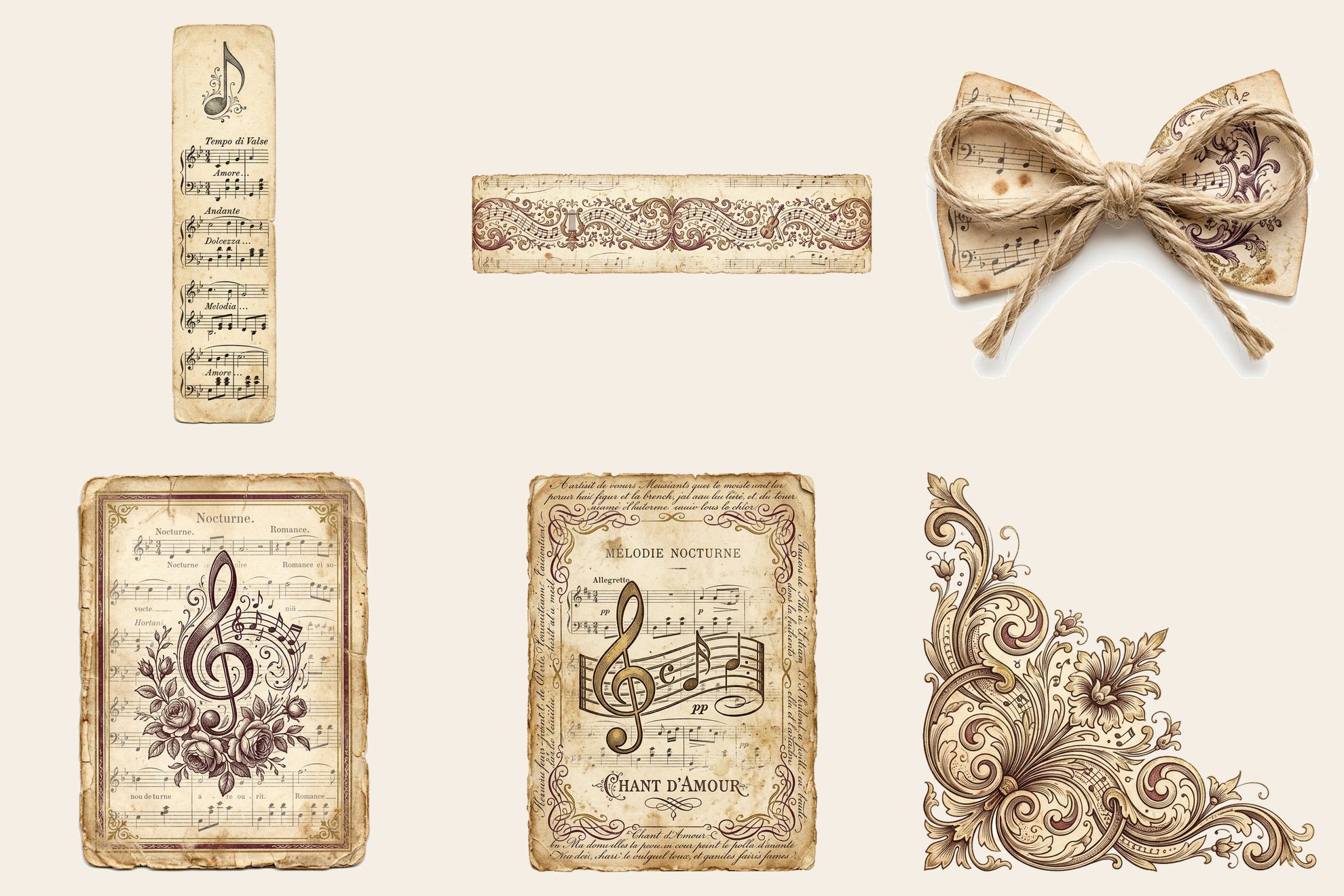 Antique Melody Music Mini Junk Journal Kit — preview