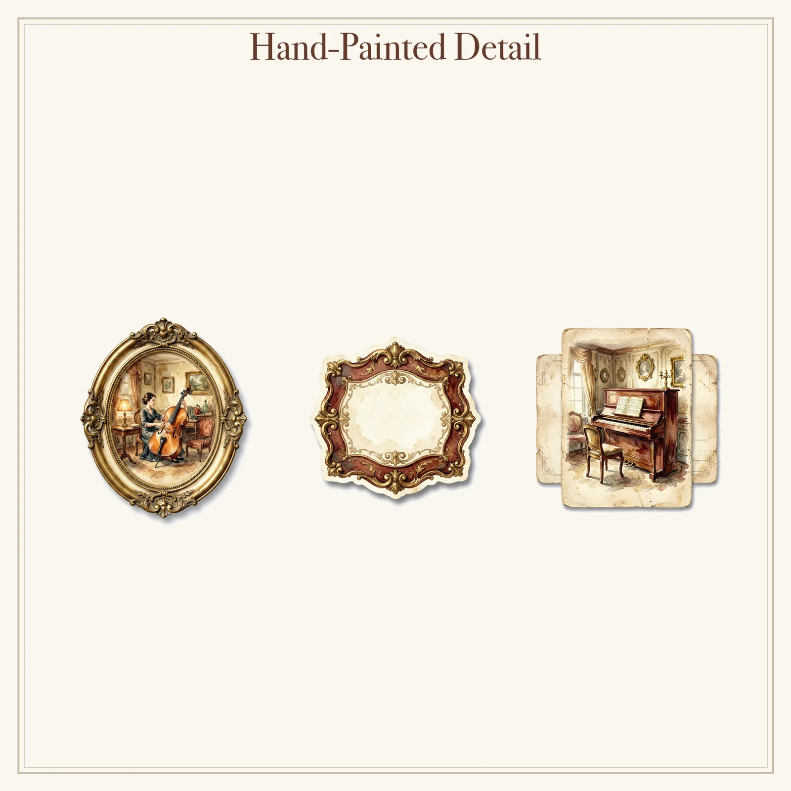 Antique Music Room Junk Journal Kit | Piano & Sheet Music Ephemera Papers | Printable Cut-Outs | Digital Download