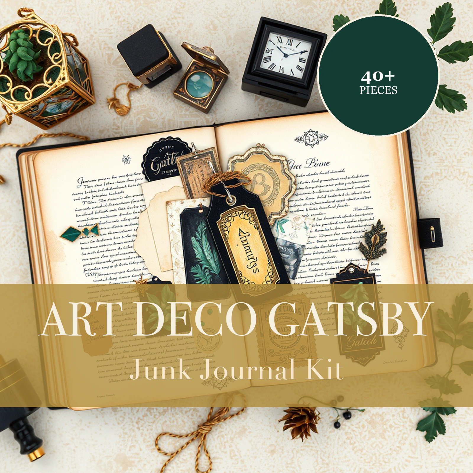 Art Deco Gatsby Junk Journal Kit | 1920s Great Gatsby Ephemera & Papers | Printable Cut-Outs | Digital Download
