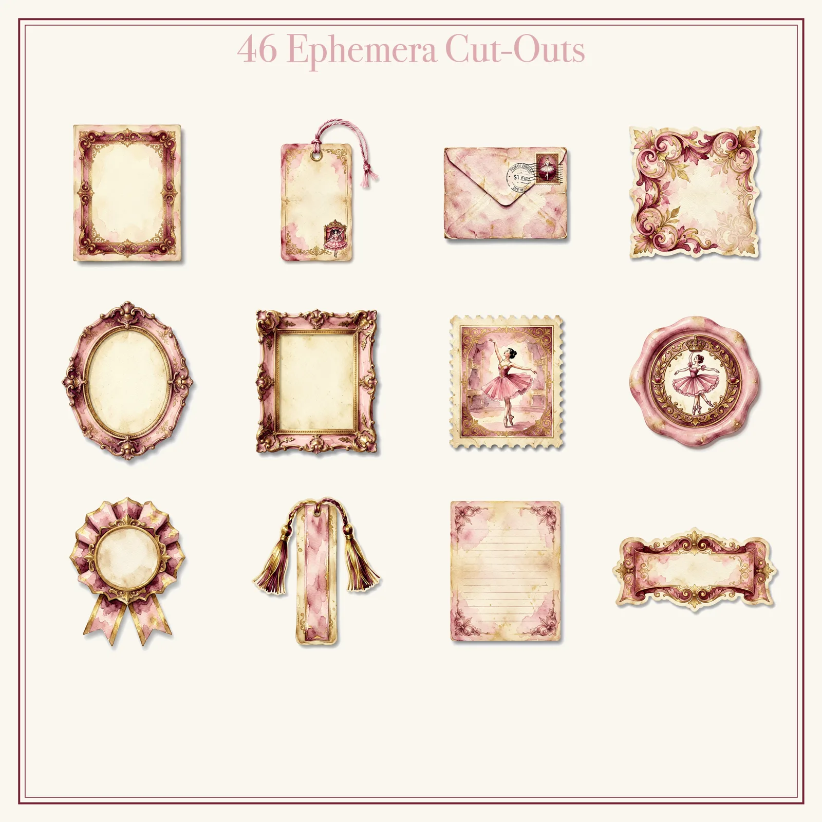 Ballet Opera House Junk Journal Kit | Ballerina & Theatre Ephemera Papers | Printable Cut-Outs | Digital Download