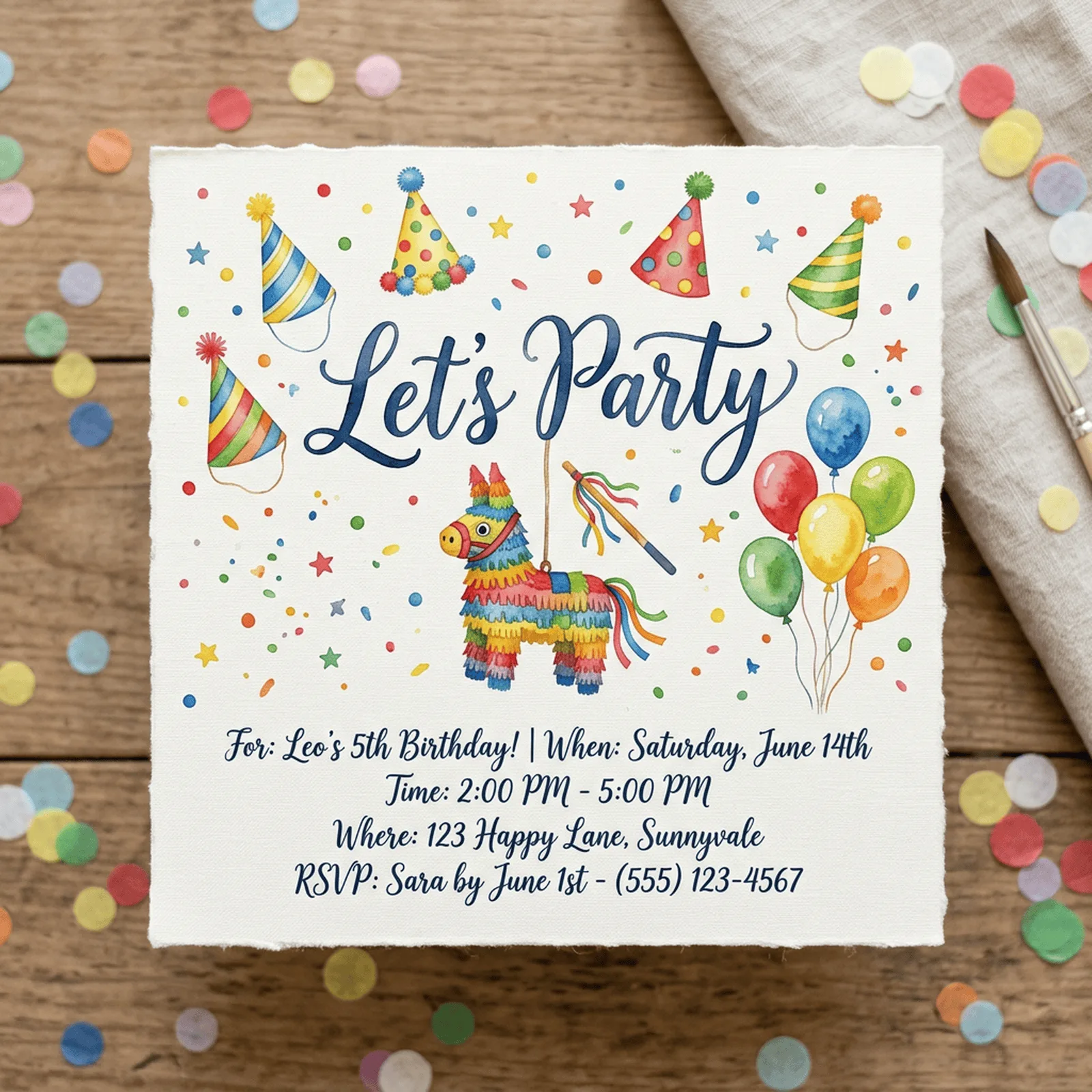 Watercolor Birthday Party Elements Clipart, 30 PNG, Transparent Background, Commercial Use, Digital Download