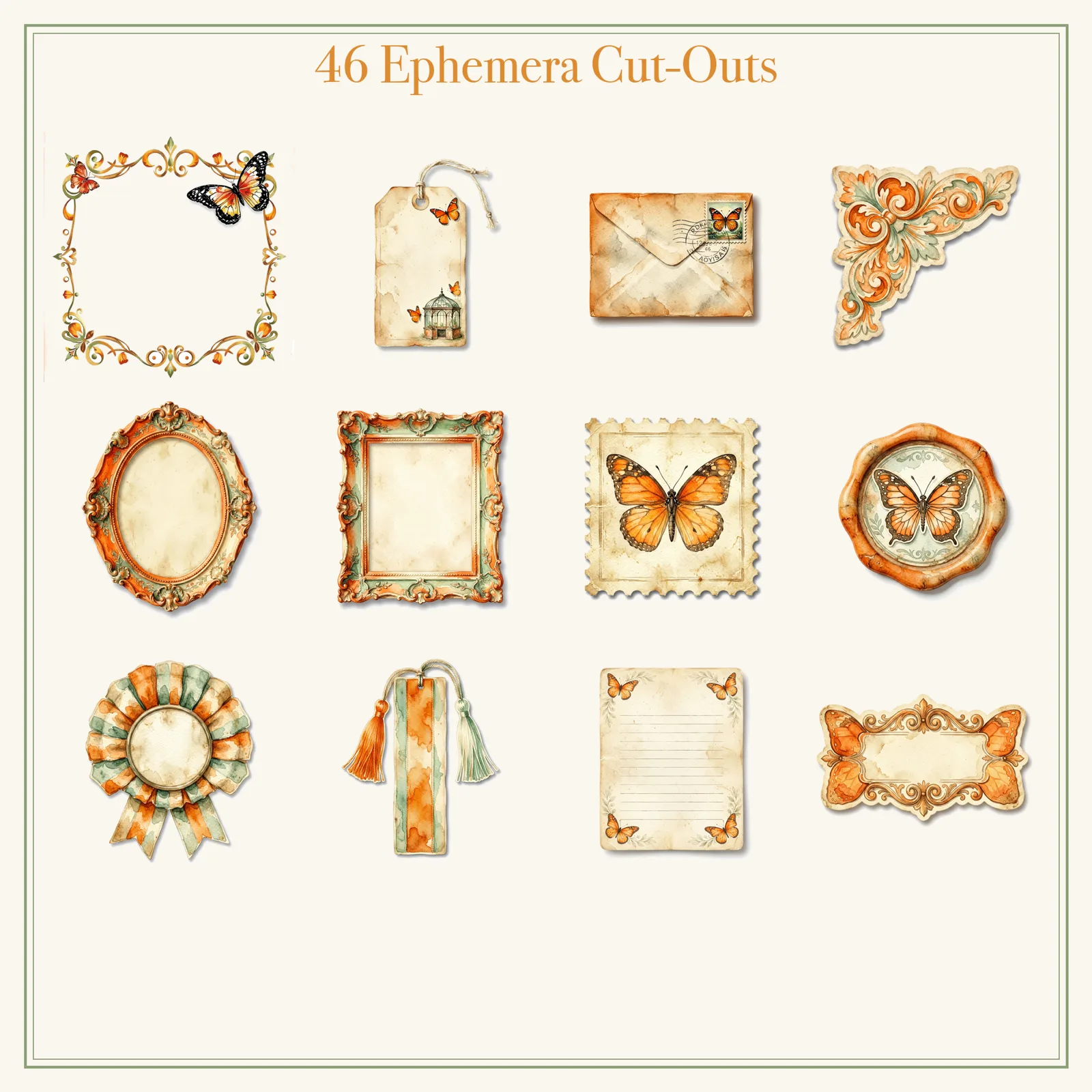 Butterfly Conservatory Junk Journal Kit | Vintage Lepidoptera Ephemera Papers | Printable Cut-Outs | Digital Download
