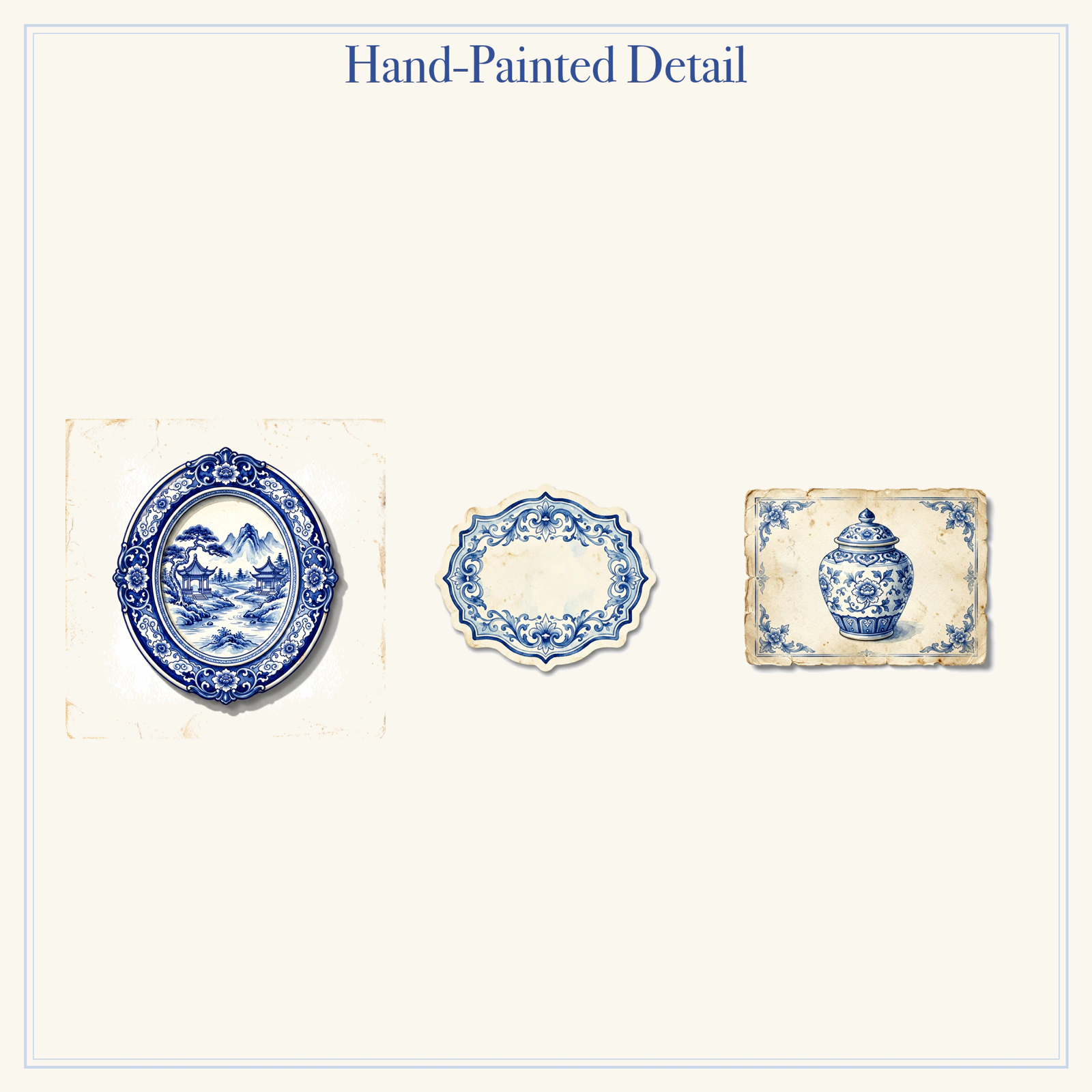 Chinoiserie Porcelain Junk Journal Kit | Blue & White & Peony Ephemera Papers | Printable Cut-Outs | Digital Download