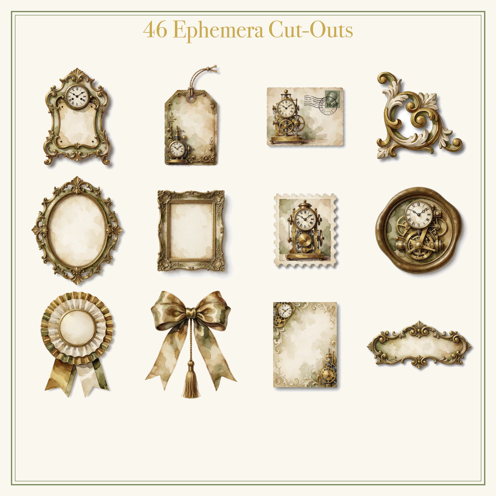 Clockwork Automaton Junk Journal Kit | Whimsical Mechanical Dreams Ephemera Papers | Printable Cut-Outs | Digital Download