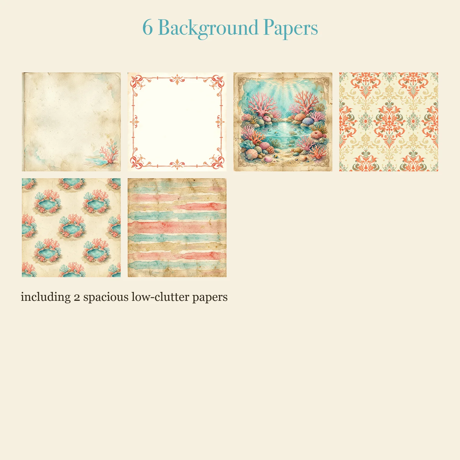 Coral Reef & Tidepools Junk Journal Kit | Ocean Shell Ephemera Papers | Printable Cut-Outs | Digital Download