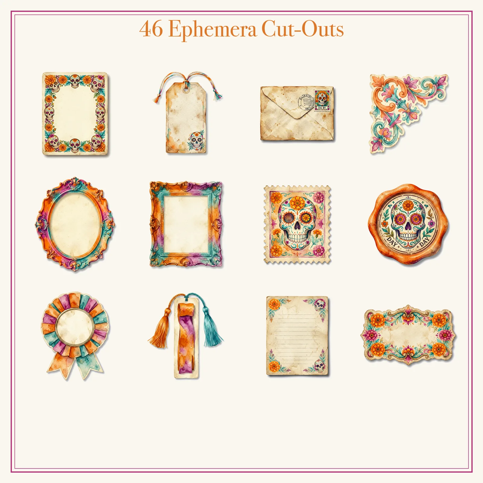 Day of the Dead Junk Journal Kit | Sugar Skull & Marigold Ephemera | Printable Cut-Outs | Digital Download