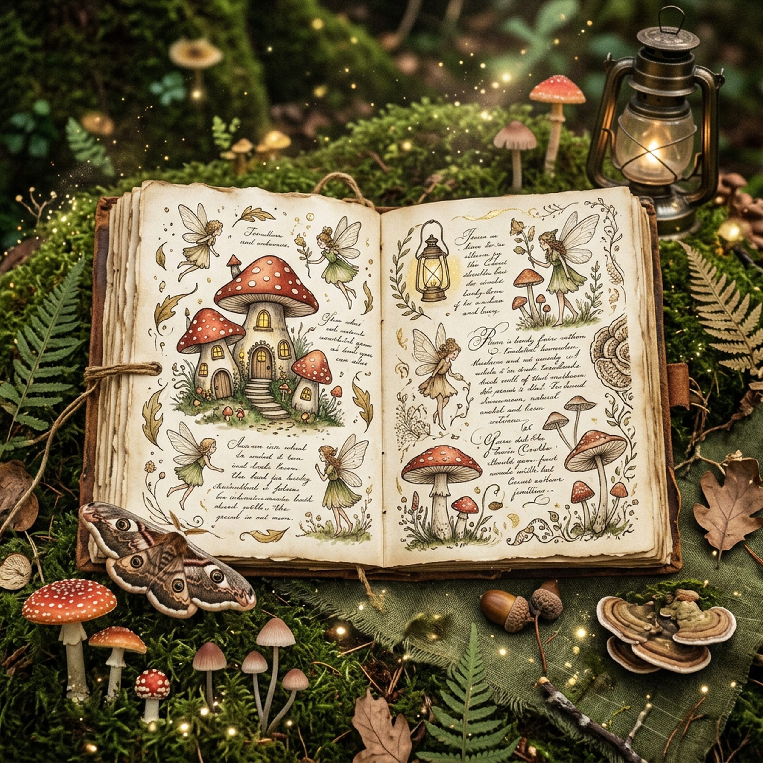 Fairy Toadstool Hollow Mini Junk Journal Kit | Vintage Printable Ephemera + Sheets | Digital Download