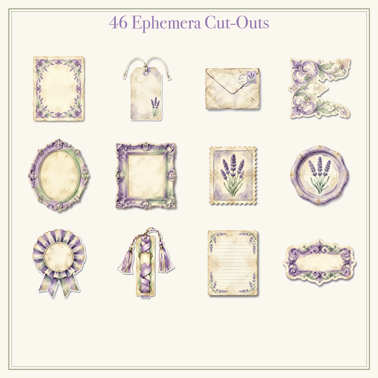 Lavender Provence Junk Journal Kit | French Countryside Floral Ephemera & Papers | Printable Cut-Outs | Digital Download