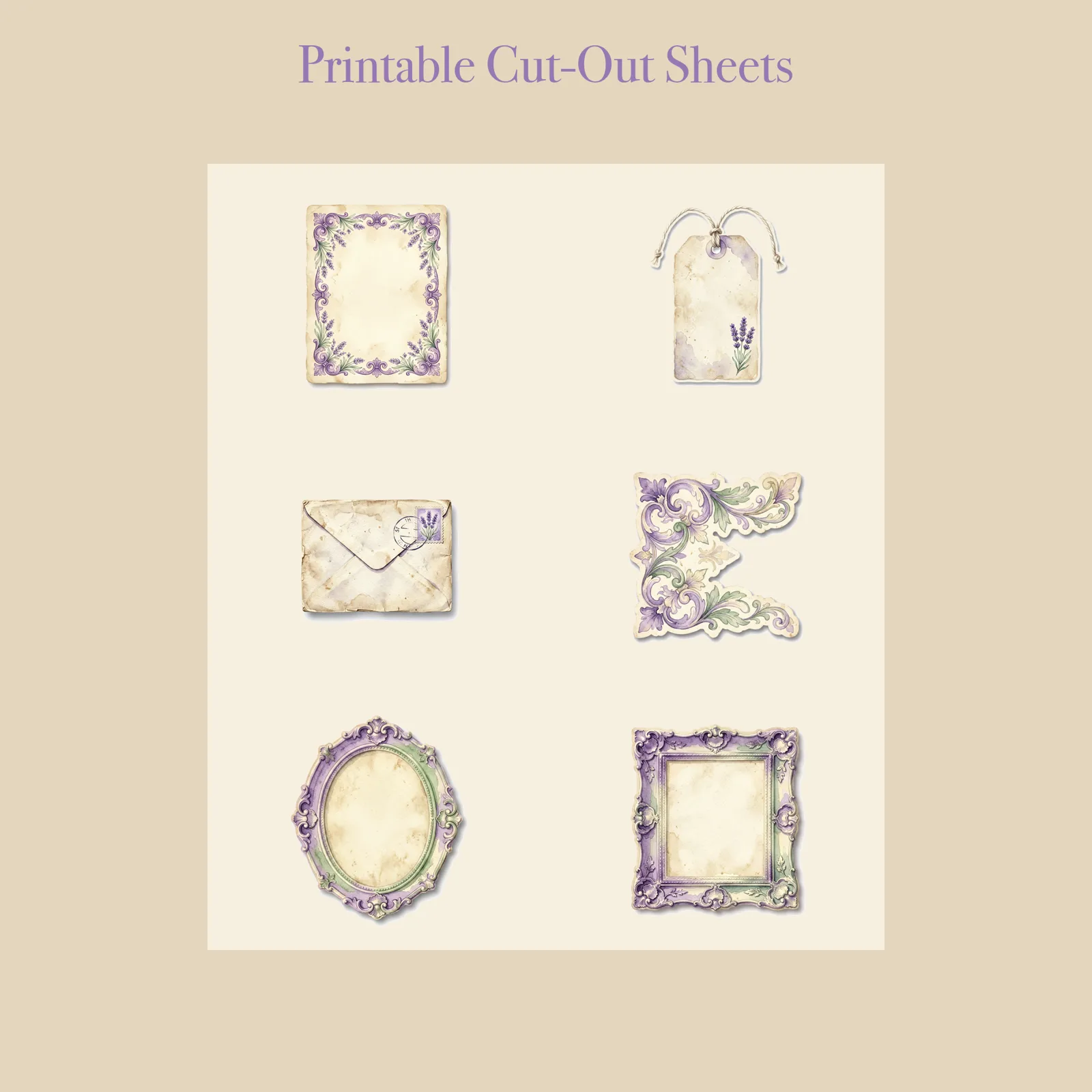 Lavender Provence Junk Journal Kit | French Countryside Floral Ephemera & Papers | Printable Cut-Outs | Digital Download