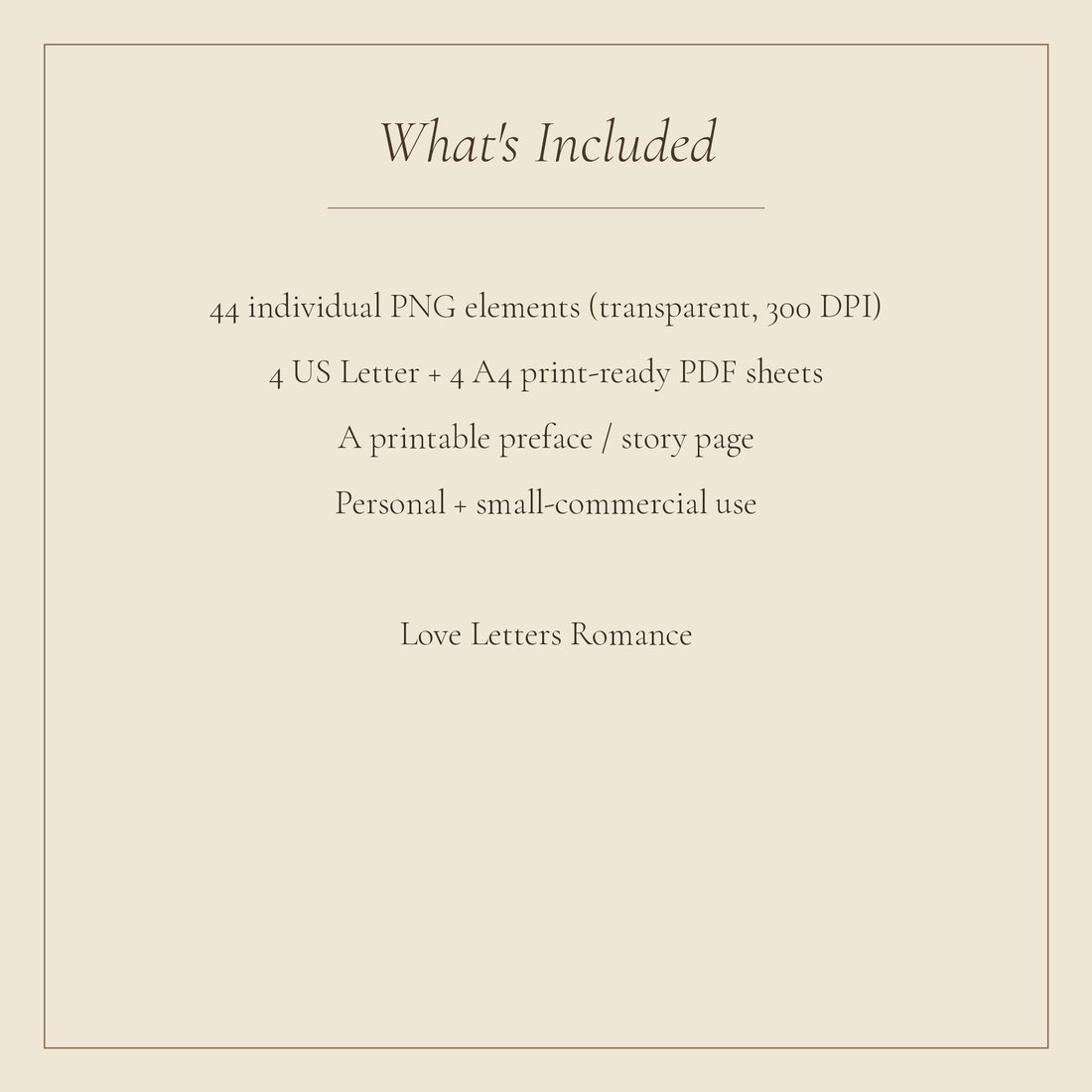 Love Letters Romance junk journal kit — spec info