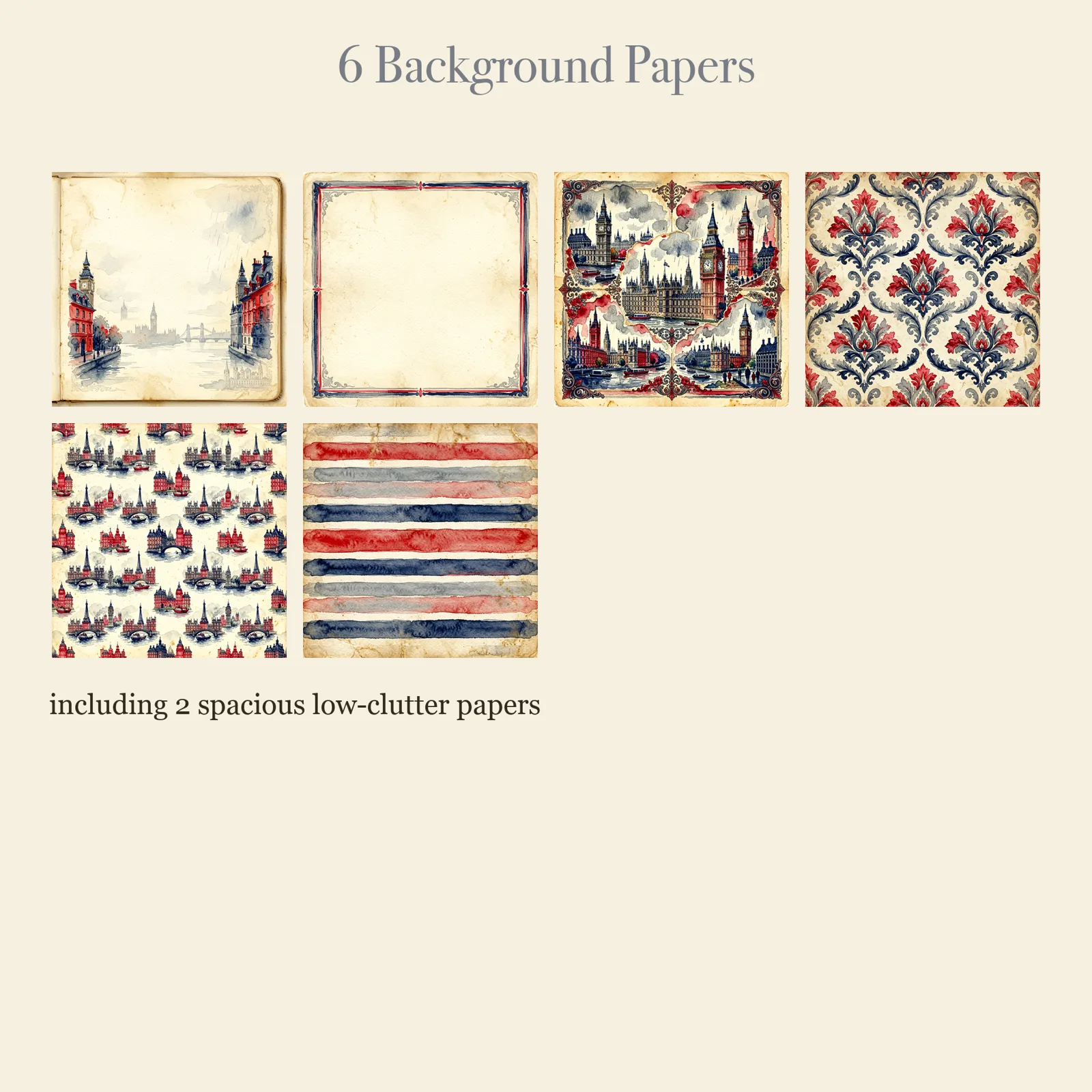 Rainy Day London Junk Journal Kit | Umbrella & Red Phone Box Ephemera Papers | Printable Cut-Outs | Digital Download