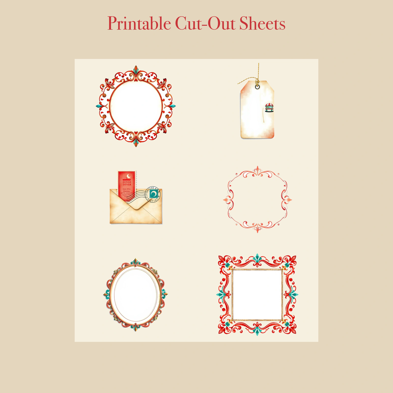 Retro 1950s Diner Junk Journal Kit | Milkshake & Jukebox Ephemera Papers | Printable Cut-Outs | Digital Download