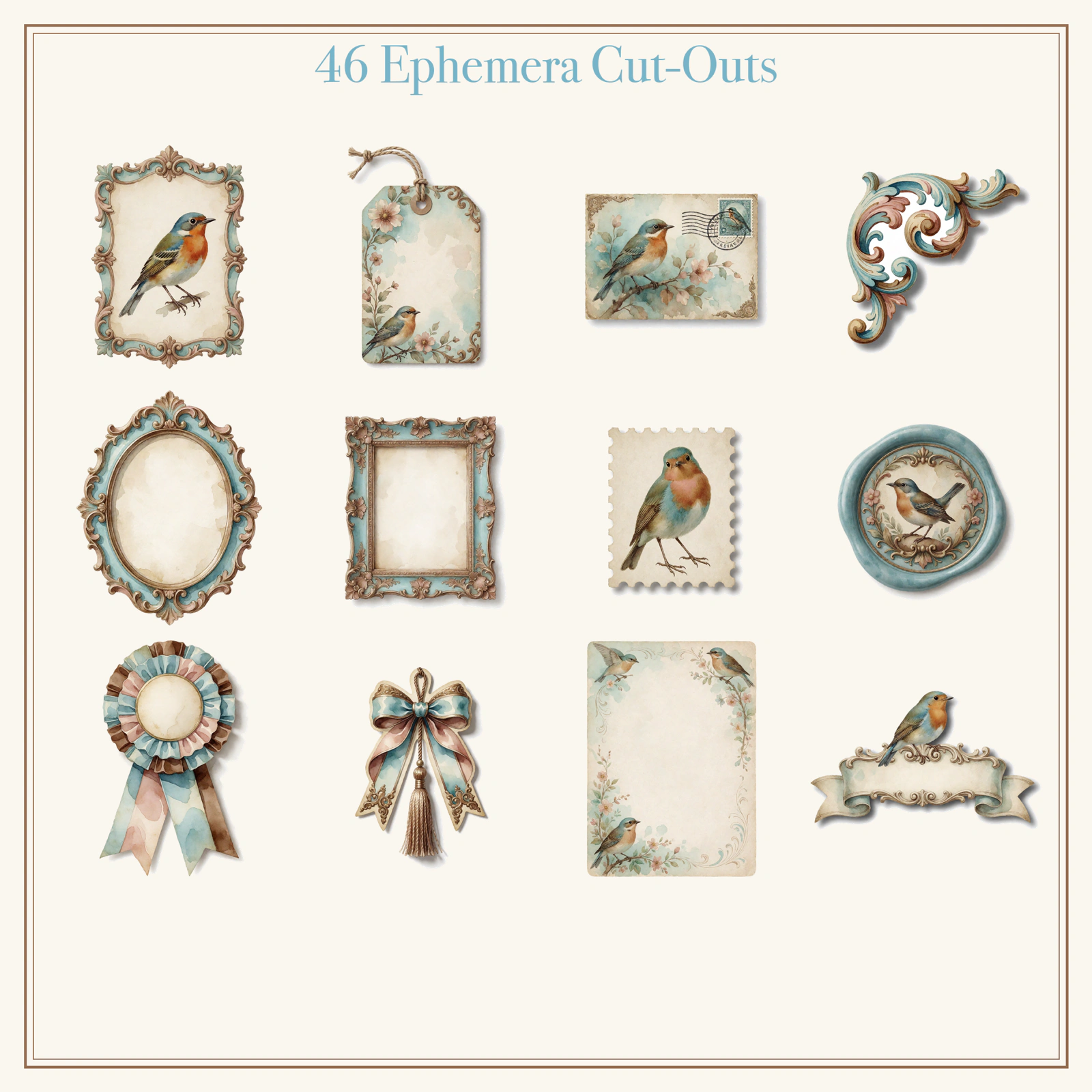 Songbird Nest & Eggs Junk Journal Kit | Spring Bird Ephemera Papers | Printable Cut-Outs | Digital Download