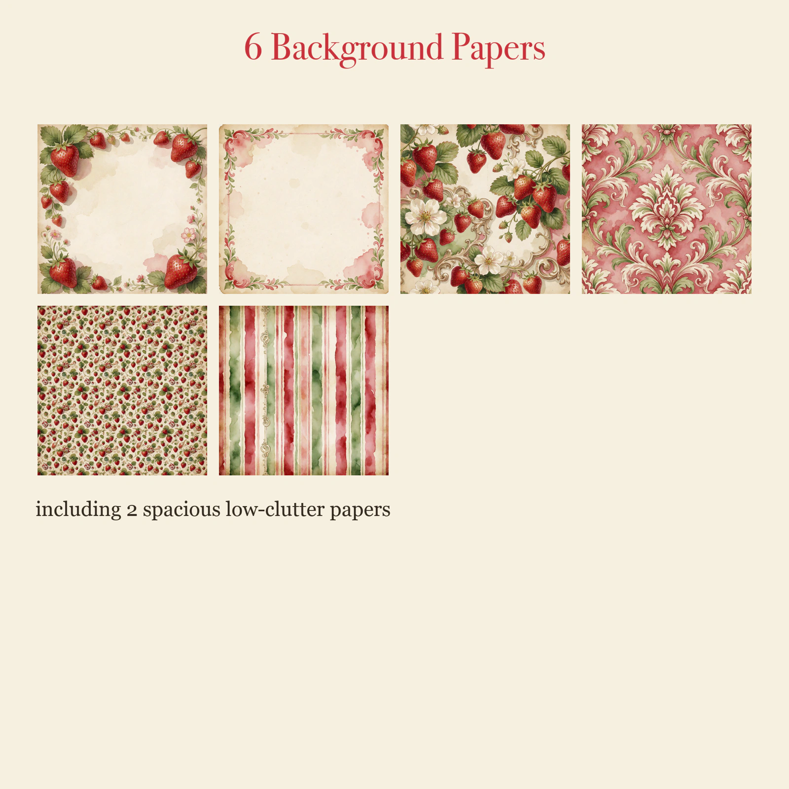 Strawberry Picnic Junk Journal Kit | Cottagecore Berry & Basket Ephemera Papers | Printable Cut-Outs | Digital Download