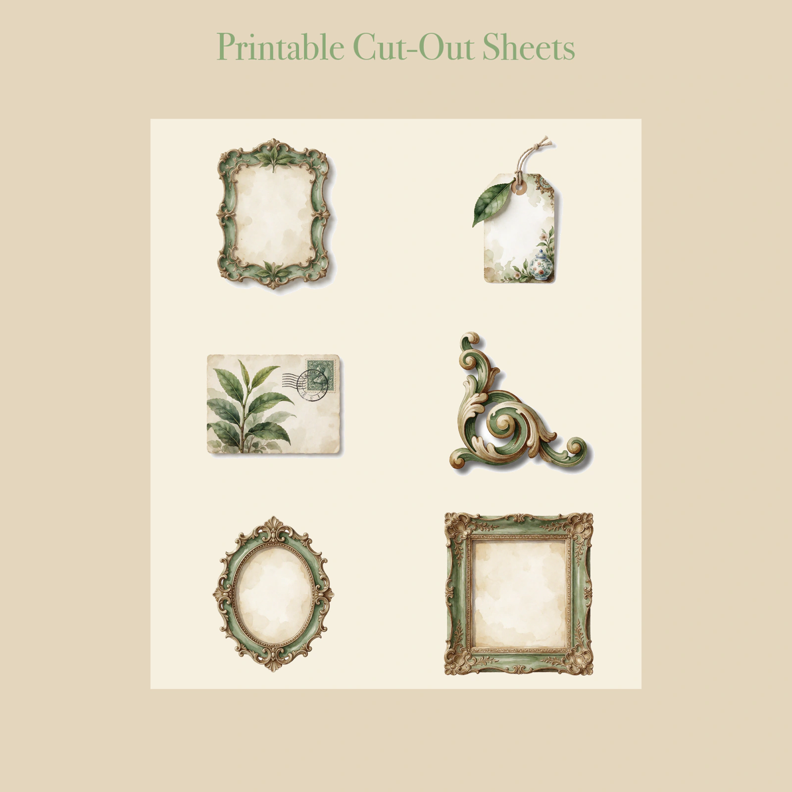 Tea Plantation Harvest Junk Journal Kit | Cultivation & Ceremony Ephemera Papers | Printable Cut-Outs | Digital Download