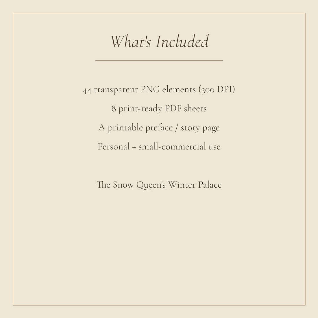 The Snow Queen junk journal kit — spec info
