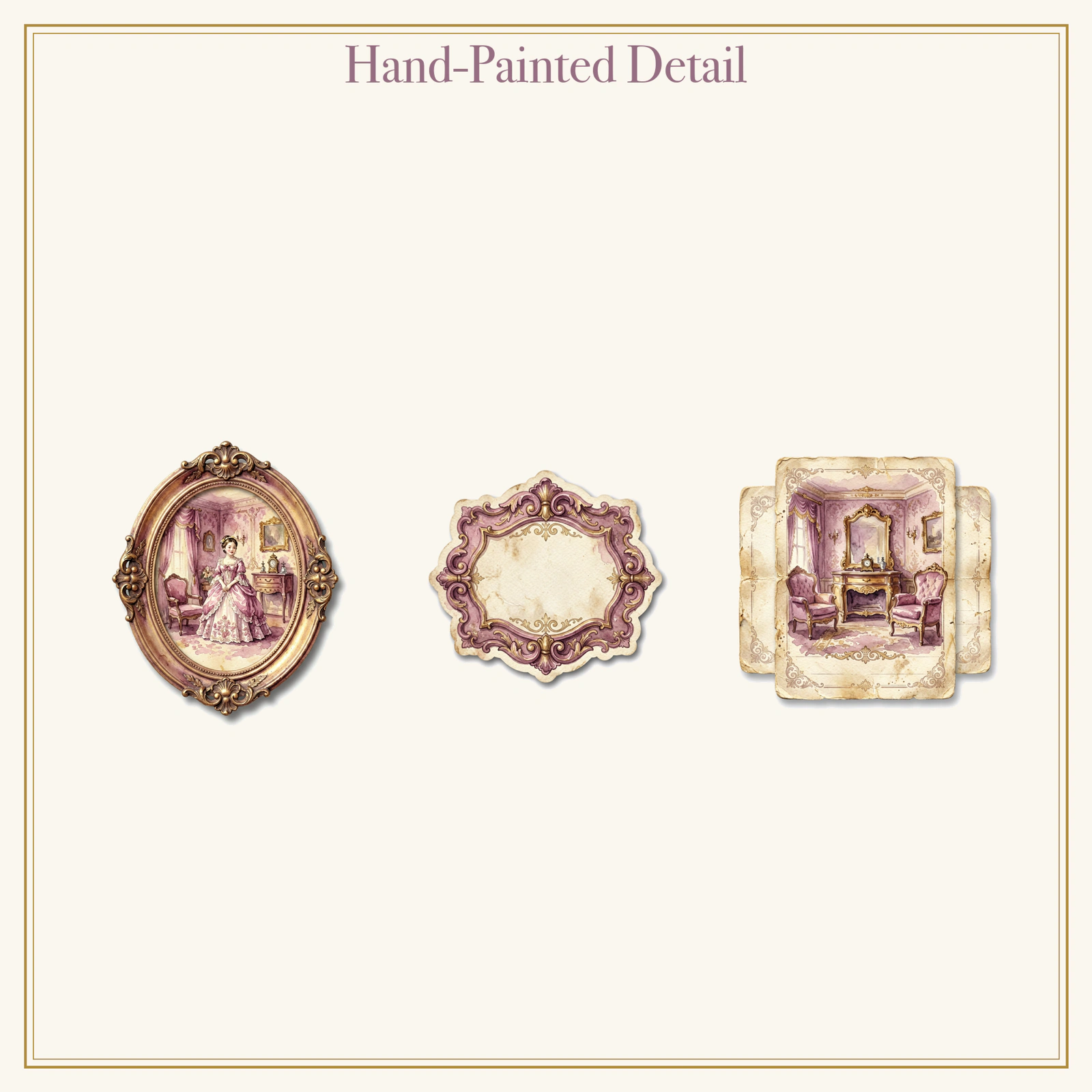 Victorian Parlour Junk Journal Kit | Antique Lace & Cameo Ephemera | Printable Cut-Outs | Digital Download