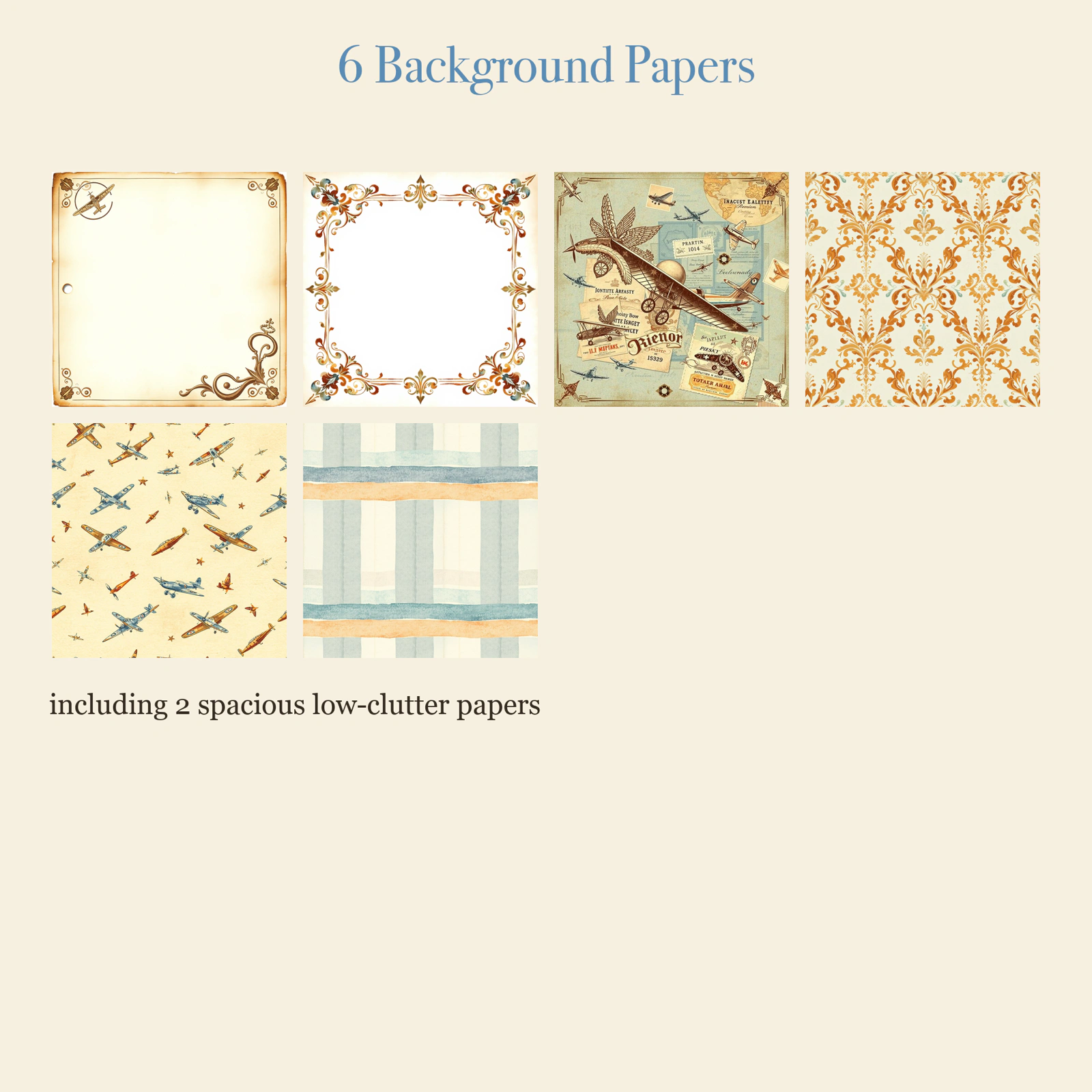 Vintage Aviation Junk Journal Kit | Biplane & Sky Ephemera Papers | Printable Cut-Outs | Digital Download
