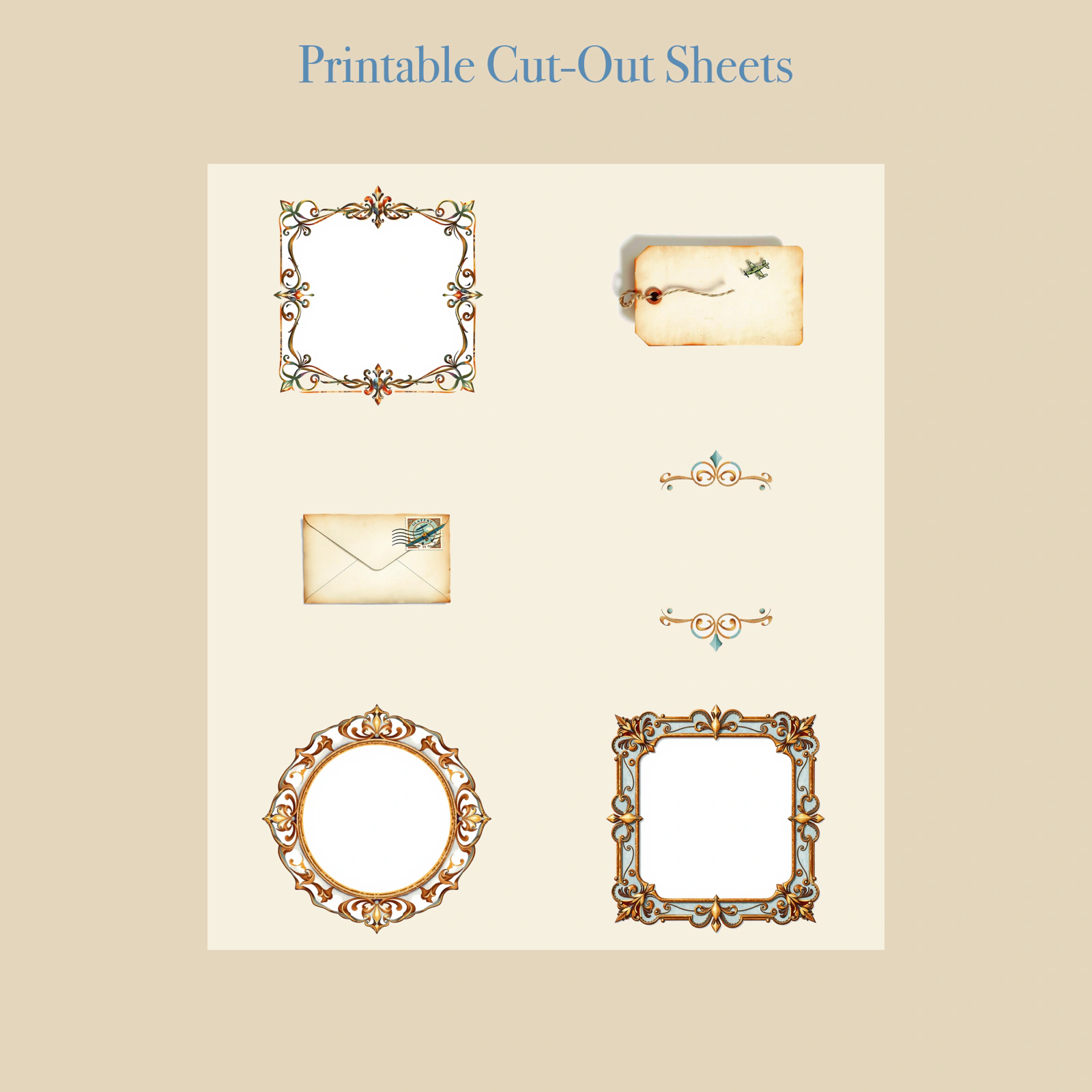 Vintage Aviation Junk Journal Kit | Biplane & Sky Ephemera Papers | Printable Cut-Outs | Digital Download