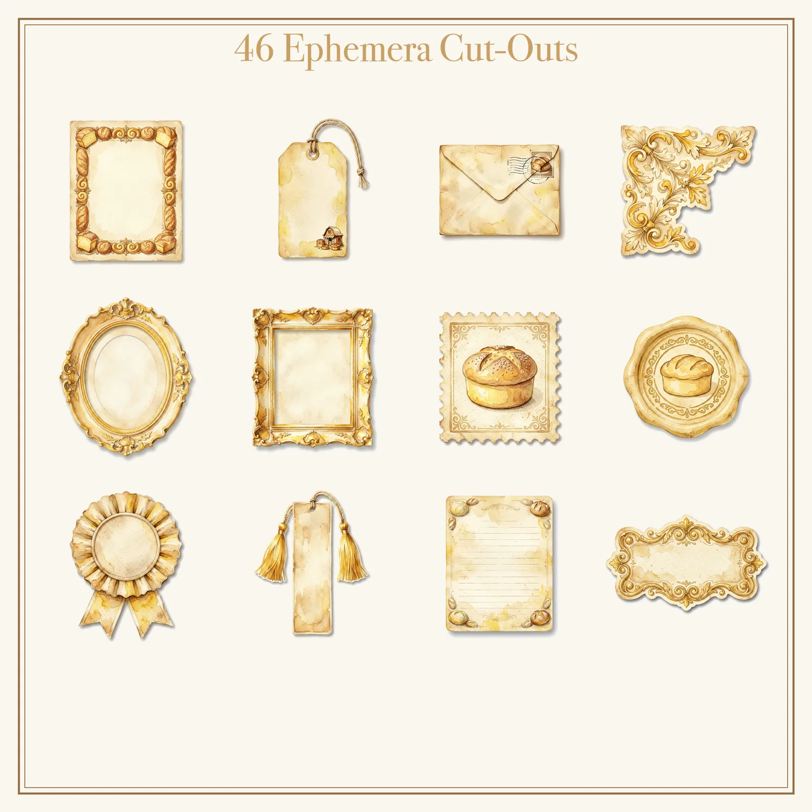 Vintage Bakery Junk Journal Kit | Bread & Pastry Ephemera Papers | Printable Cut-Outs | Digital Download