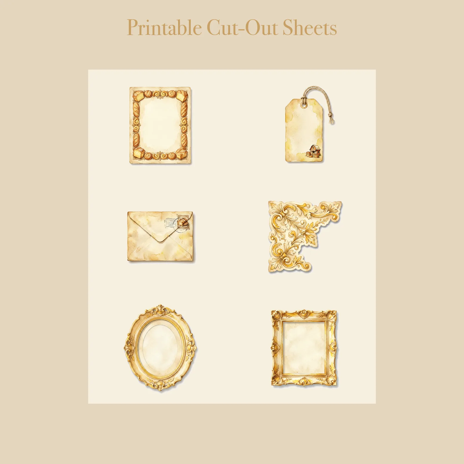 Vintage Bakery Junk Journal Kit | Bread & Pastry Ephemera Papers | Printable Cut-Outs | Digital Download