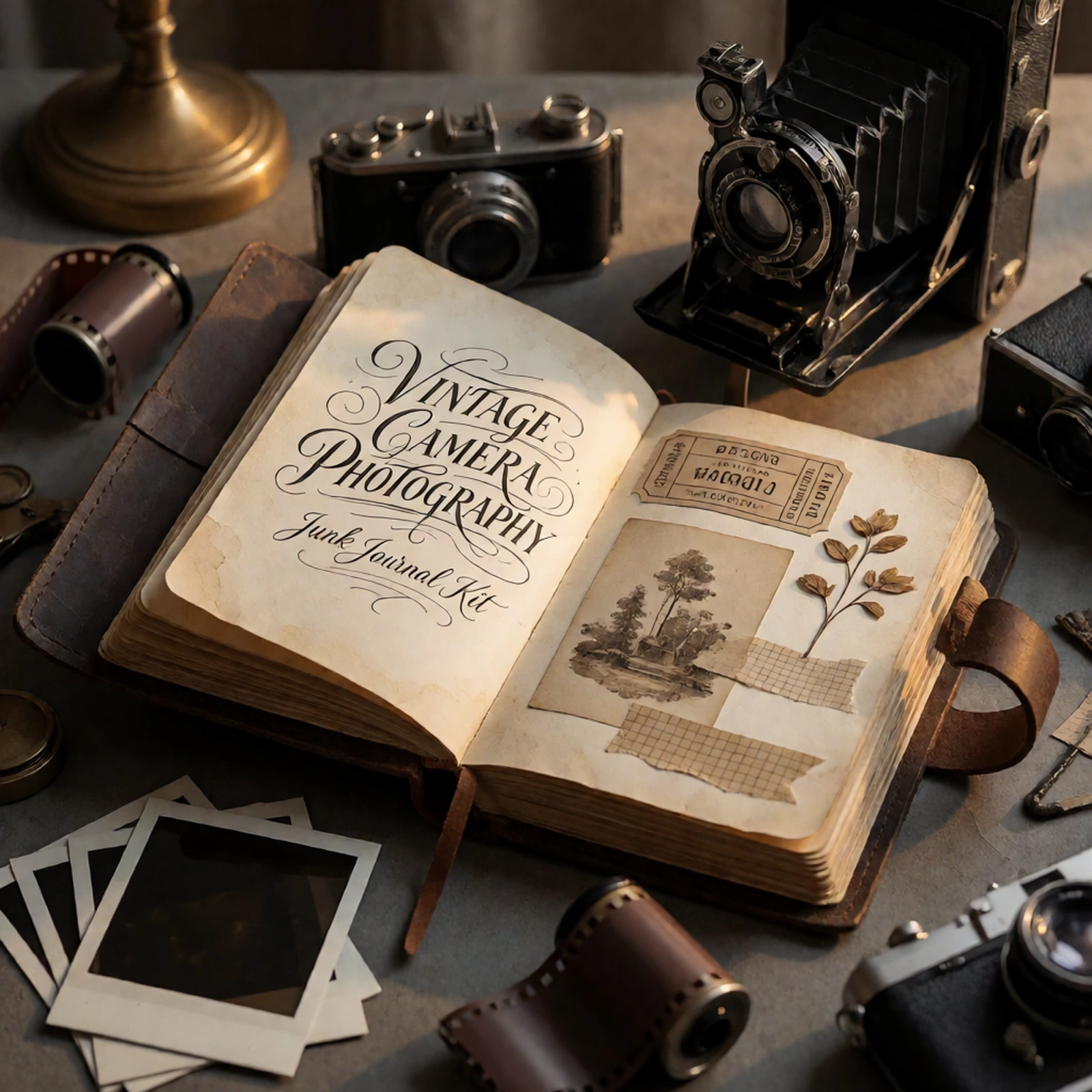 Vintage Camera Photography Junk Journal Kit | Film & Darkroom Ephemera Papers | Printable Cut-Outs | Digital Download