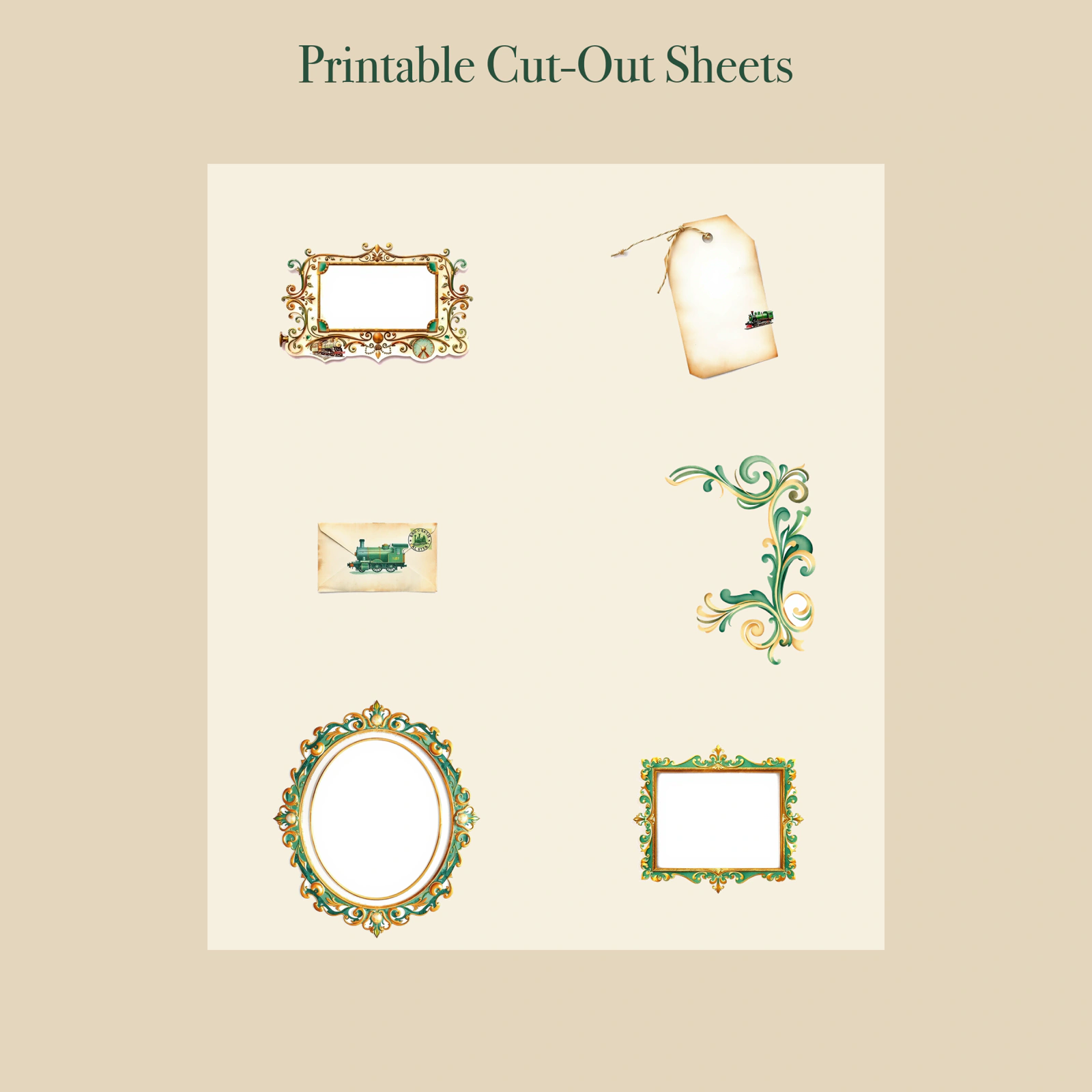 Vintage Railway Junk Journal Kit | Steam Train & Travel Ephemera Papers | Printable Cut-Outs | Digital Download