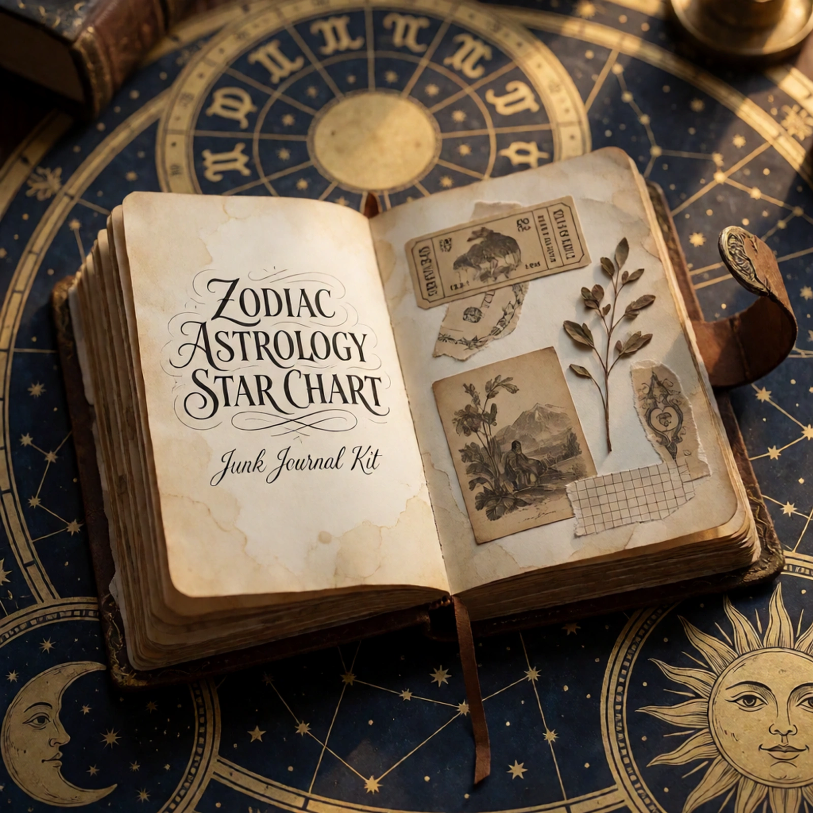 Zodiac Astrology Star Chart Junk Journal Kit | Constellation Ephemera Papers | Printable Cut-Outs | Digital Download